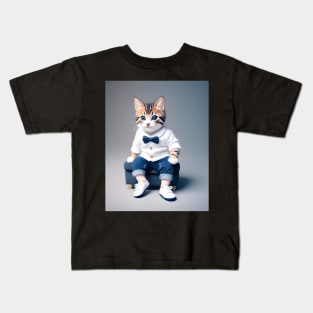 Cat Model - Modern digital art Kids T-Shirt